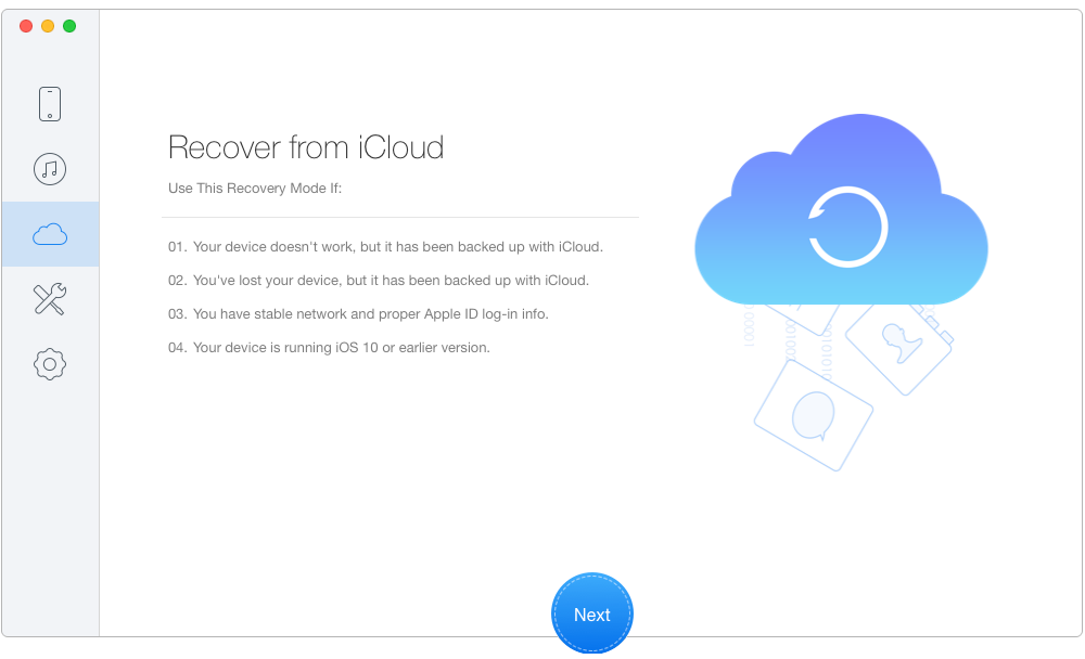View Messages in iCloud with Primo iPhone Data Recovery - Step 1