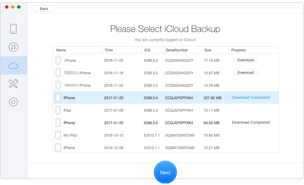 View Messages in iCloud with Primo iPhone Data Recovery - Step 2