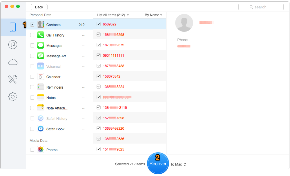 Backup iPhone Contacts with Primo iPhone Data Recovery