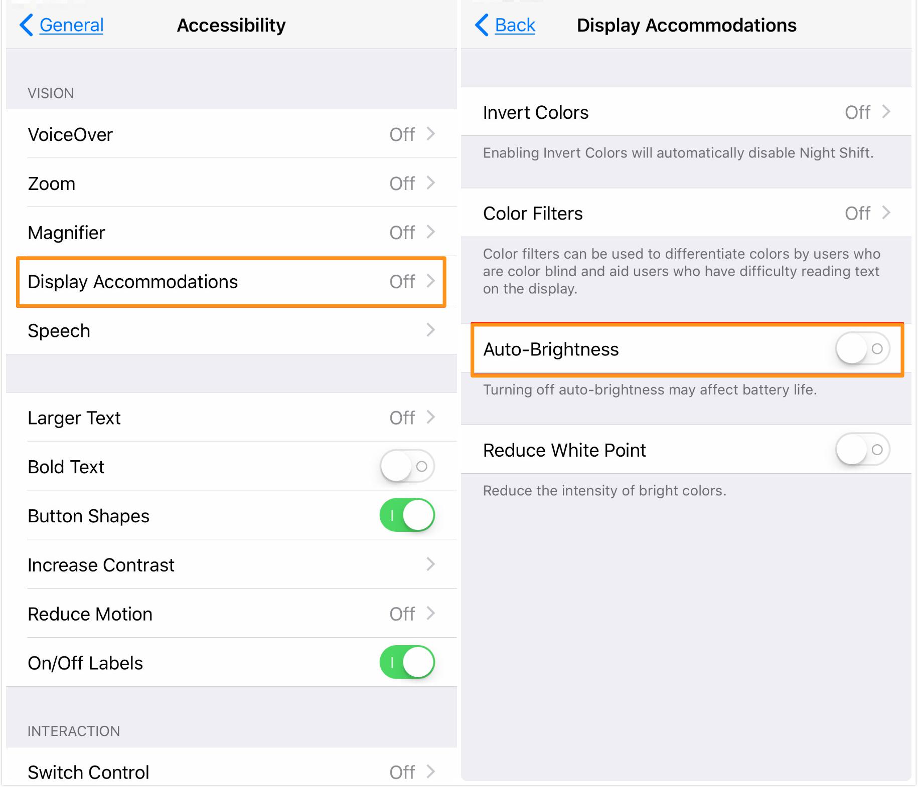 How to Turn Off iOS 11 Auto Brightness