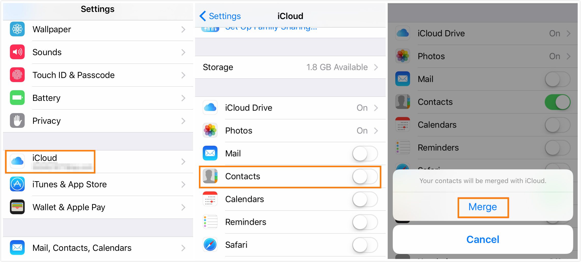 Transfer Contacts from Old iPhone to iPhone 8 via iCloud Syncing