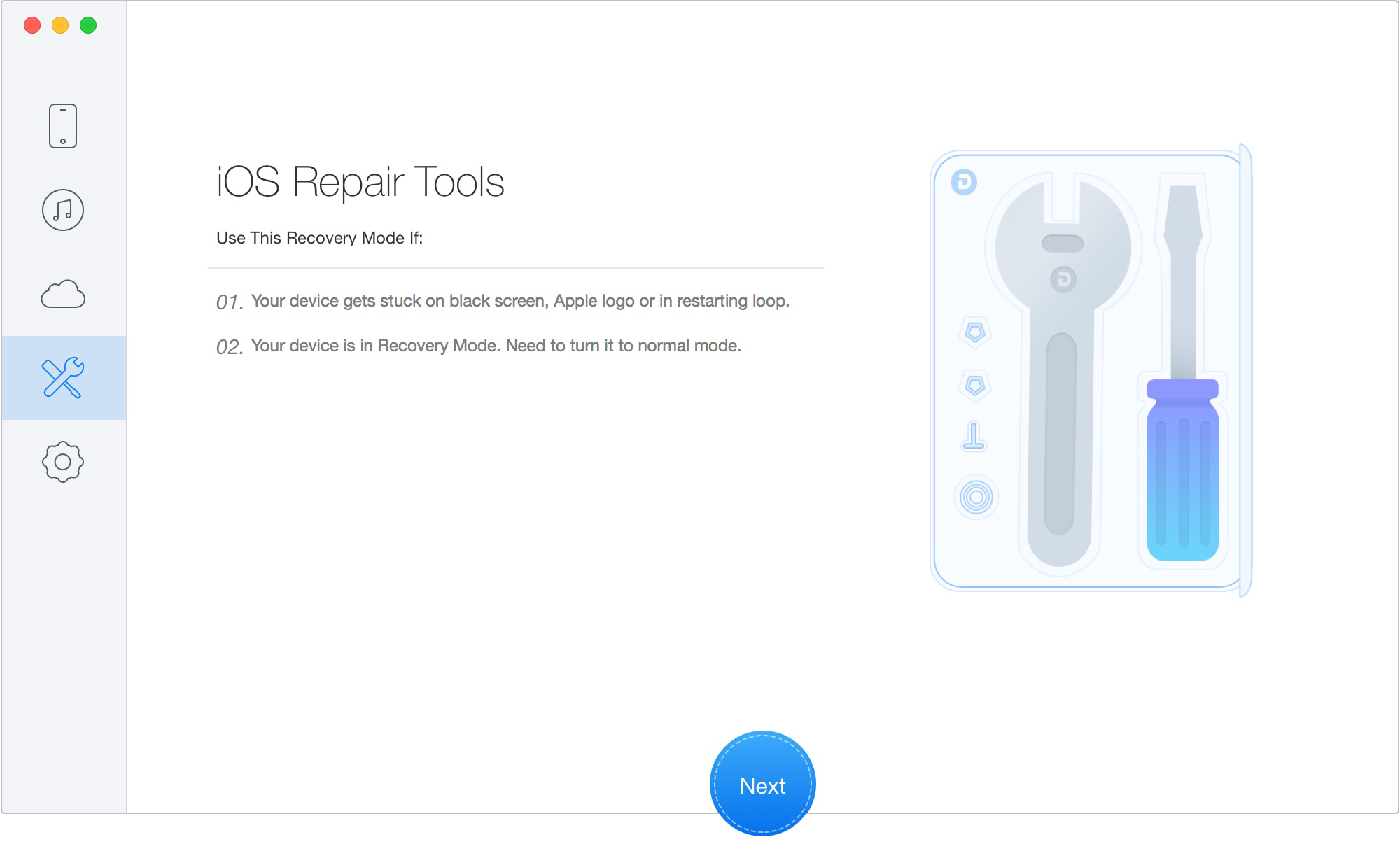 "iOS Repair Tools" mode