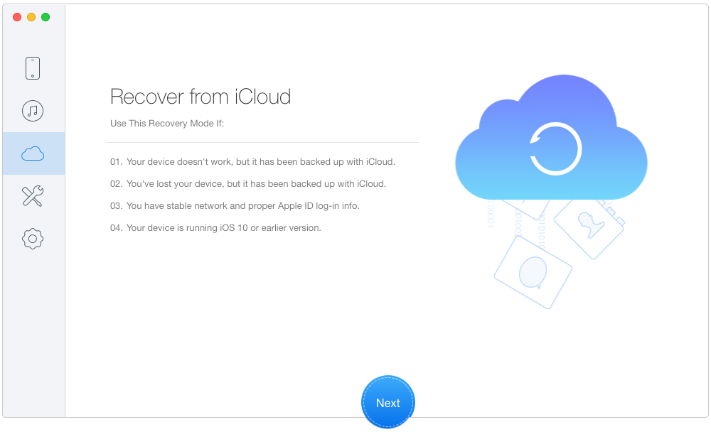 Download iCloud Contacts via Primo iPhone Data Recovery - Step 1