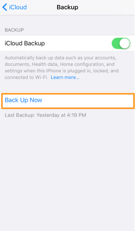 How to Backup iPod touch before iOS 10 Upgrade – with iCloud – Step 3