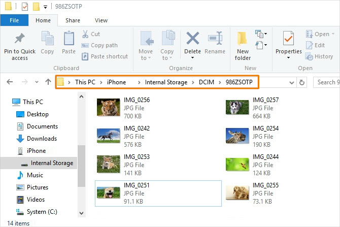 Copy Photos from iPhone to PC with Windows File Explorer
