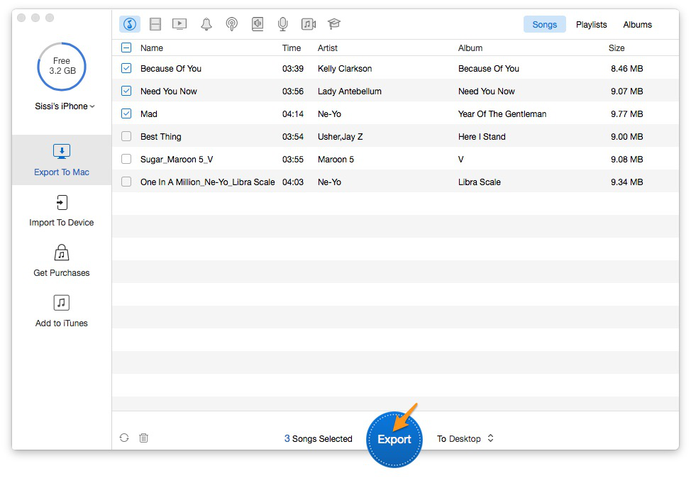 How to Download Music from iPhone to Mac –Step 3