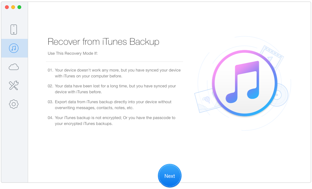 Recover Data from Locked iPhone with Backup – Step 1
