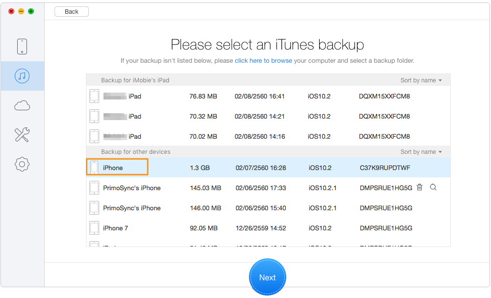 How to Recover Deleted Photos from iTunes Backup – Step 2  