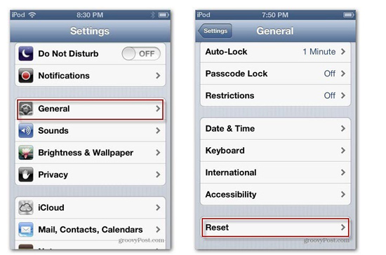 How to Reset iPod touch’s Settings – Step 1