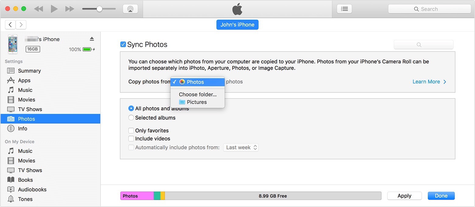 How to Transfer Photos from Computer to iPhone 7 Using iTunes