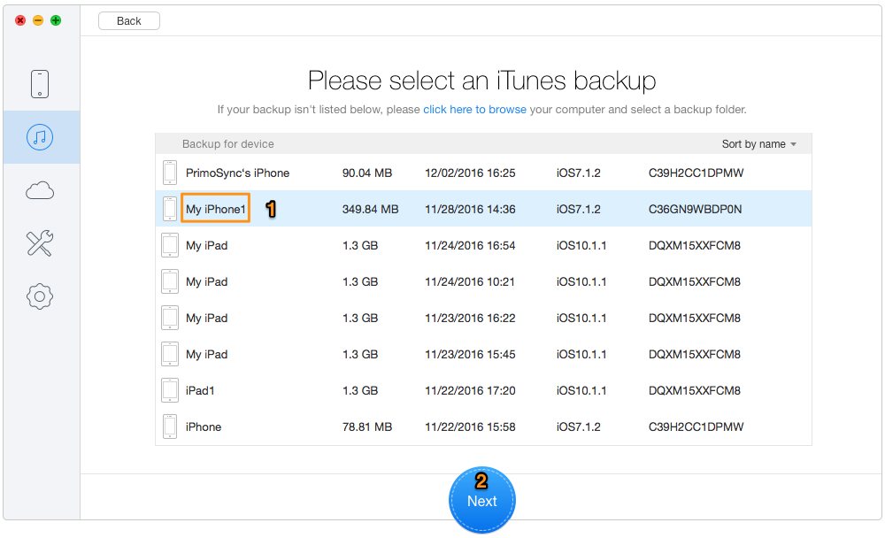 Recover Deleted Contacts on iPhone 8 with iTunes Backup – Step 2