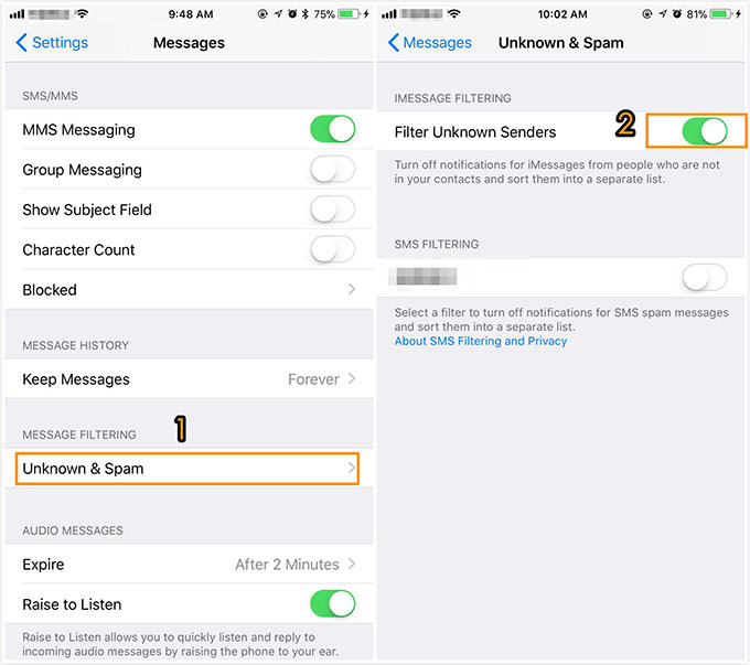 How to Block Text Messages on iPhone X/8/7/6s in iOS 11
