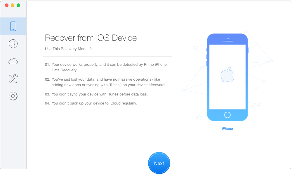 Print Photos from iPhone via Primo iPhone Data Recovery – Step 2