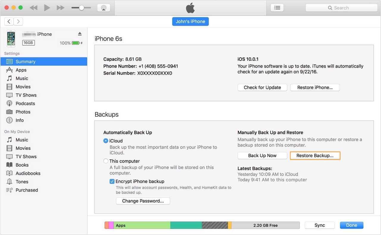 Restore iPhone/iPad with iTunes