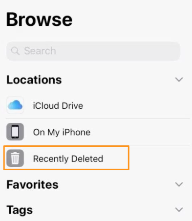 Recover Recently Deleted Data from Files App on iOS 11
