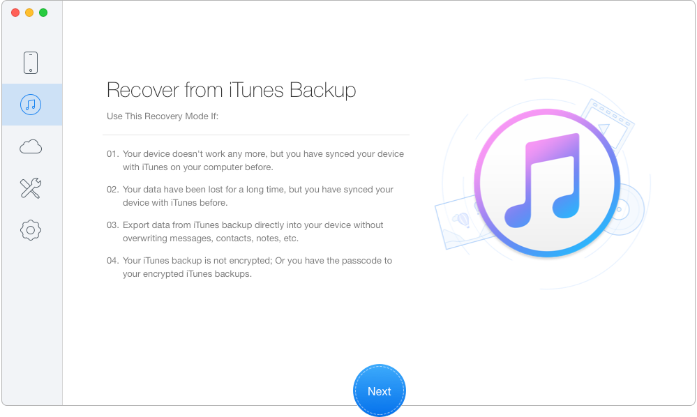 How to Recover Deleted Call History/Logs from iTunes Backup – Step 1
