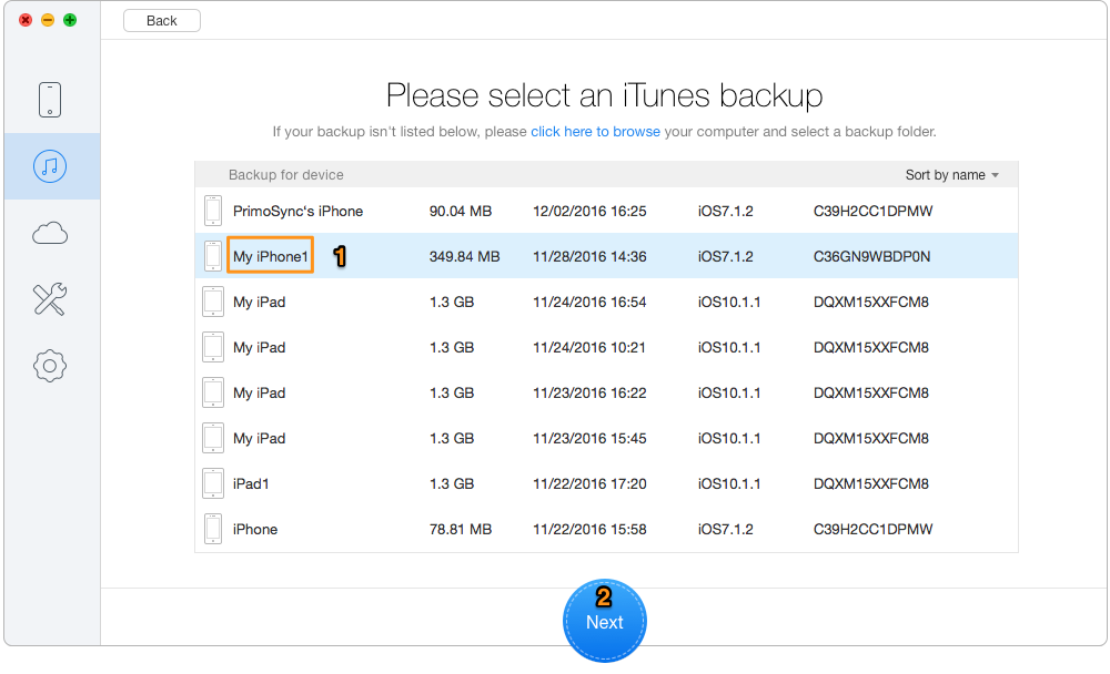 How to Recover Deleted Call History/Logs from iTunes Backup – Step 2