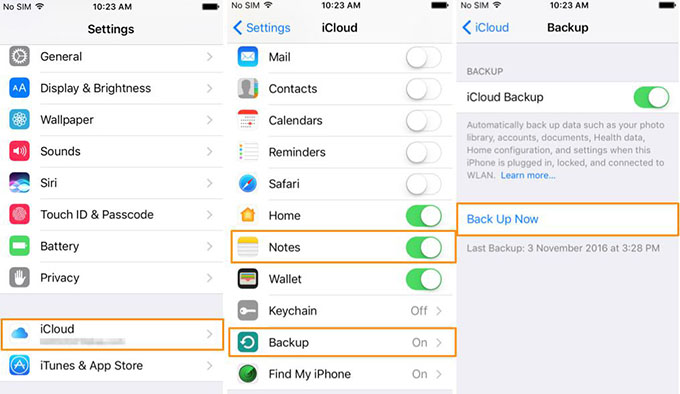 How to Backup Notes on iPhone 8/X via iCloud