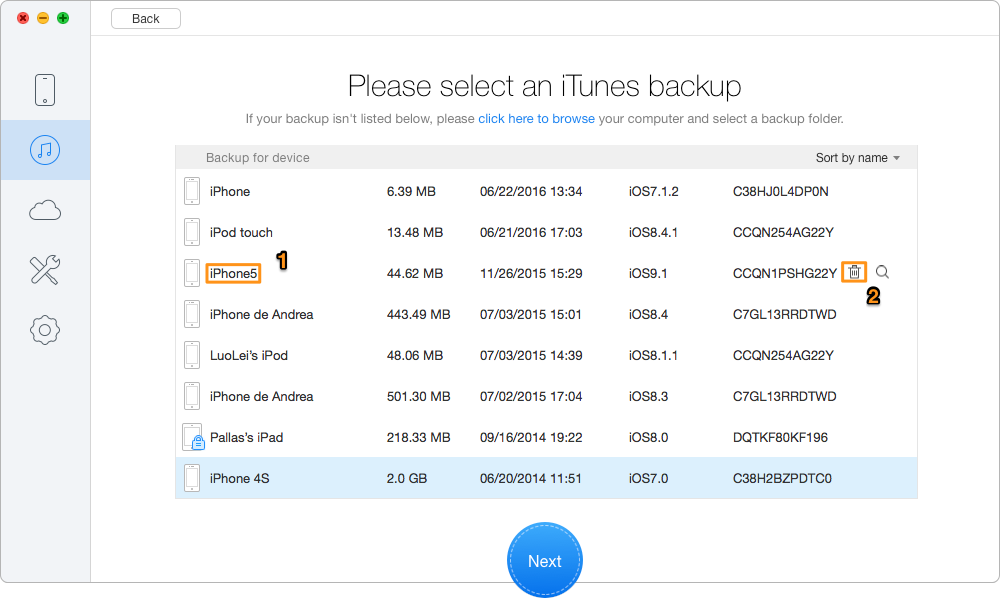 Delete iTunes Backup Using Primo iPhone Data Recovery – Step 2