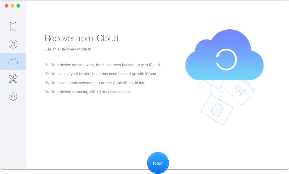Export iCloud Calendar with Primo iPhone Data Recovery - Step 1