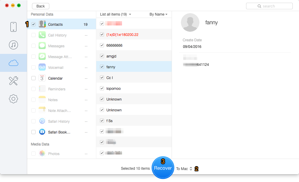 How to Get Contacts from iCloud Selectively – Step 3