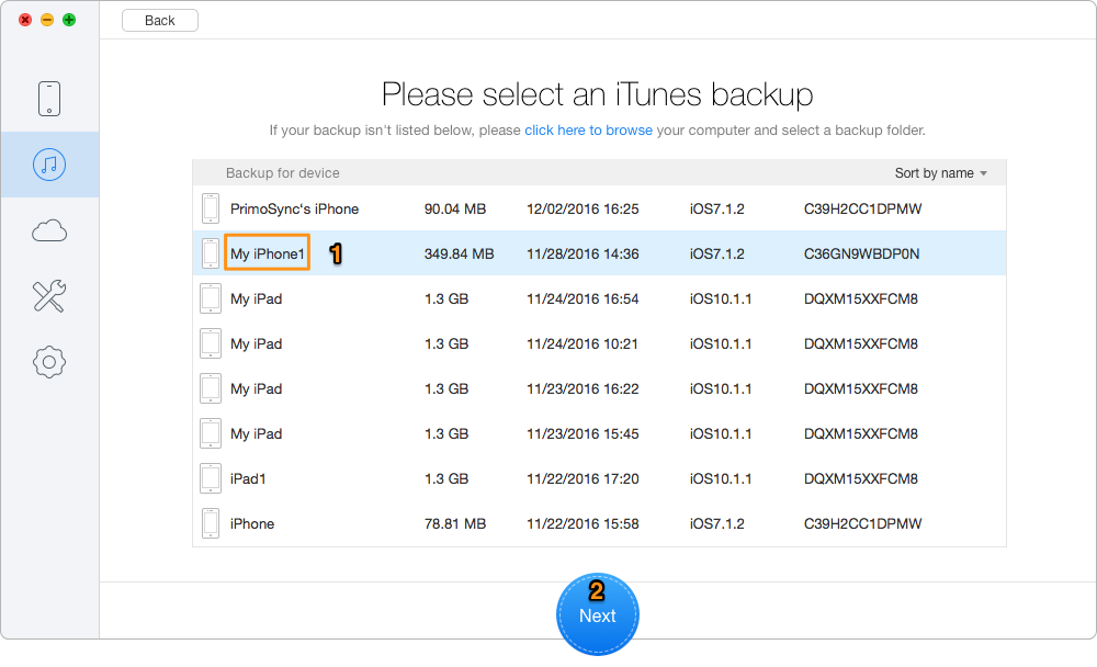 How to Get Notes Back on iPhone from iTunes Backup – Step 2