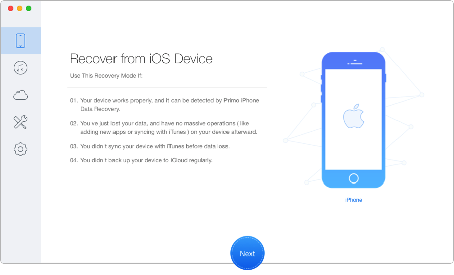 Recover Deleted Messages from iPhone 7/7 Plus Directly – Step 1