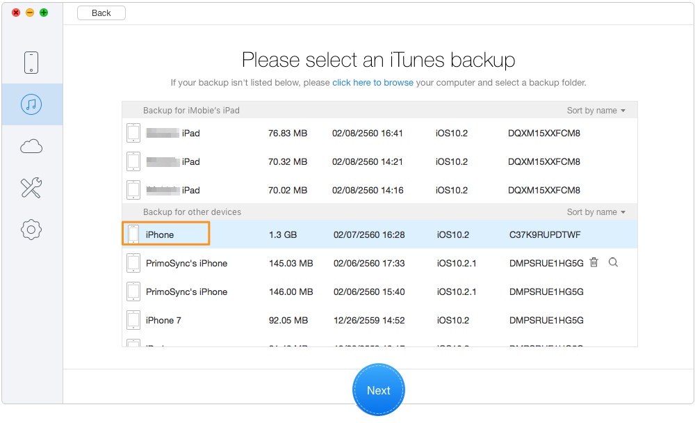 How to Recover Deleted Photos from iTunes Backup – Step 2 