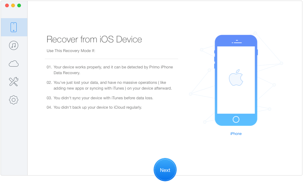 Recover Deleted Photos from iPhone without Backup – Step 1