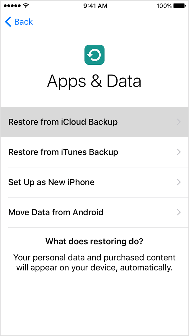 Restore iPhone from iCloud Backup