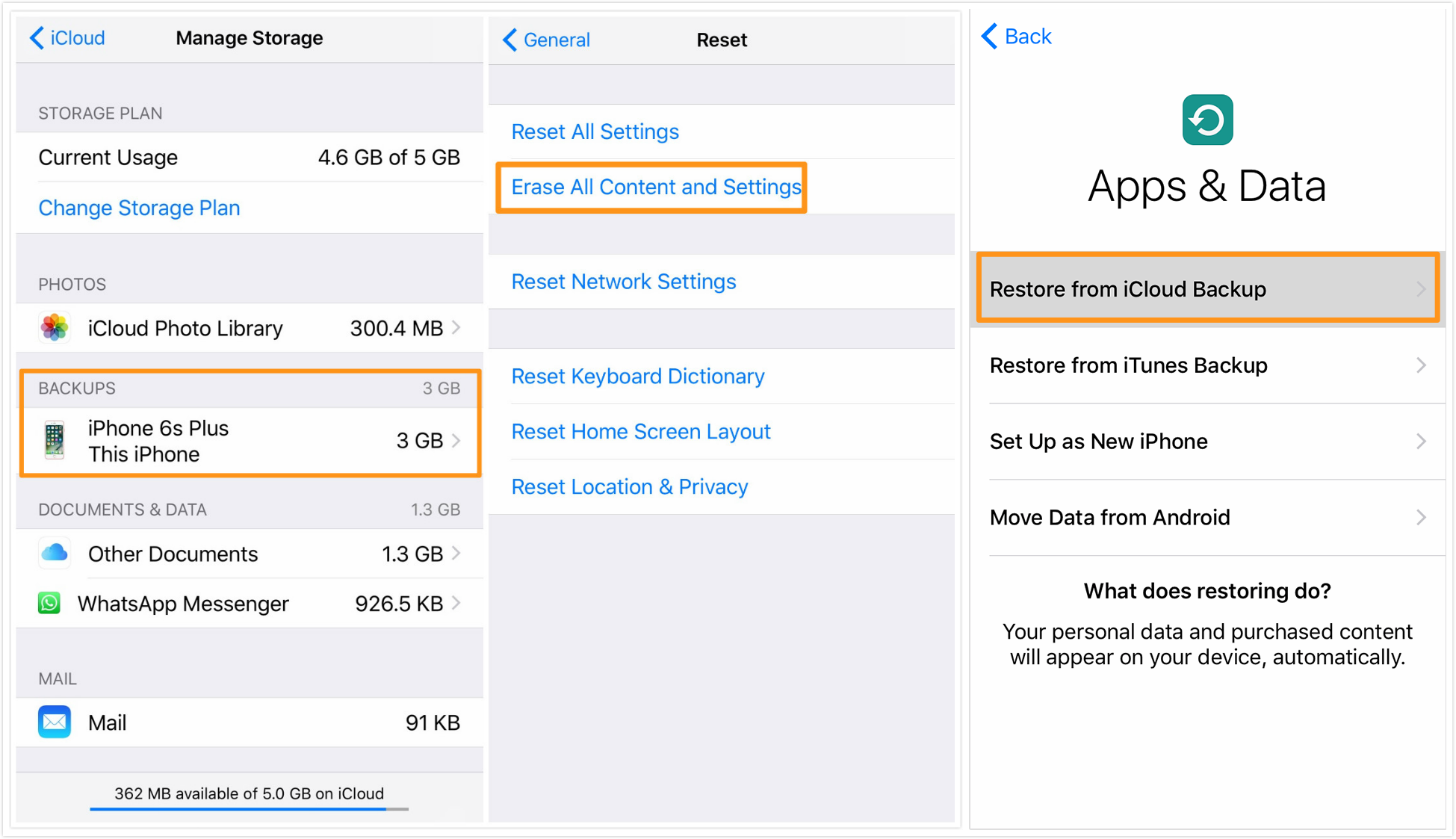 Recover Deleted Messages on iPhone by Restoring iCloud Backup