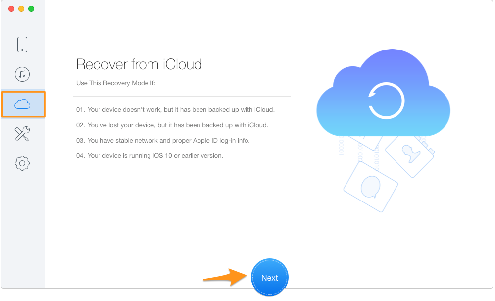 Sync iCloud Contacts with Google via Primo iPhone Data Recovery – Step 1