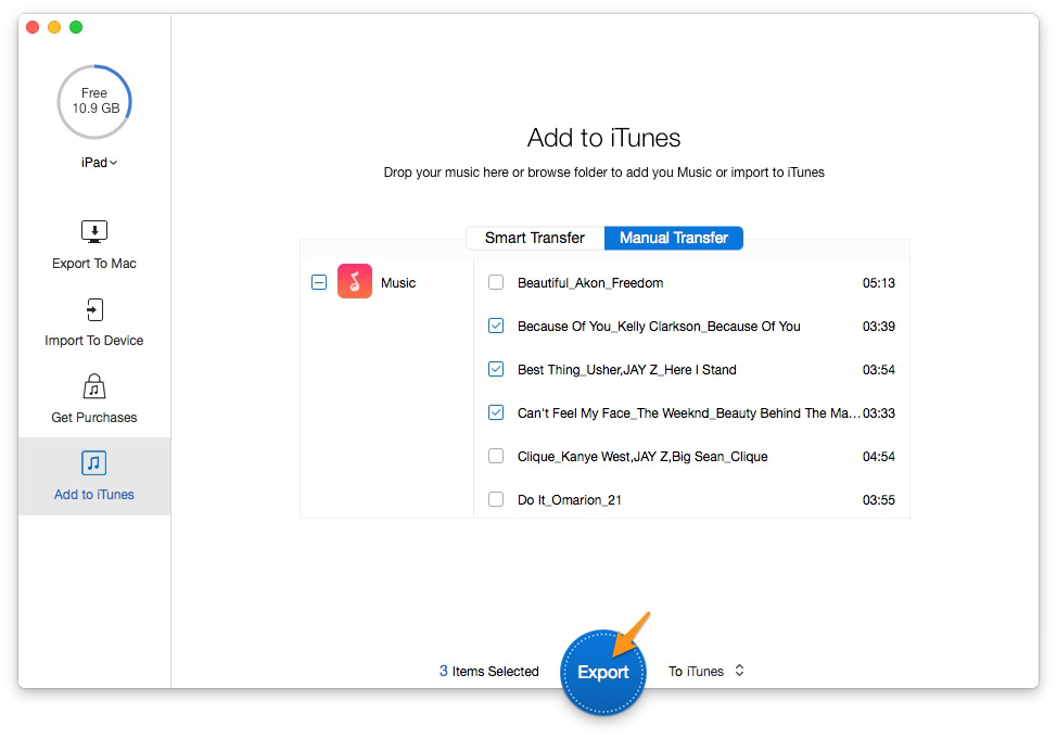 How to Transfer Music from iPad to iTunes – Step 3