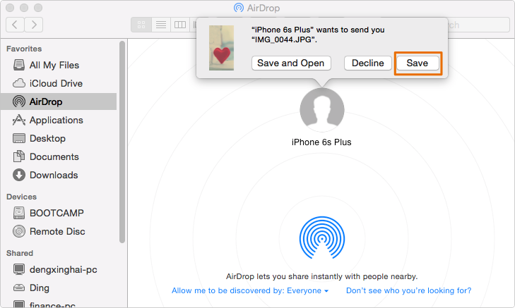 Transfer Photos from iPhone 6s/6s Plus to Mac via AirDrop
