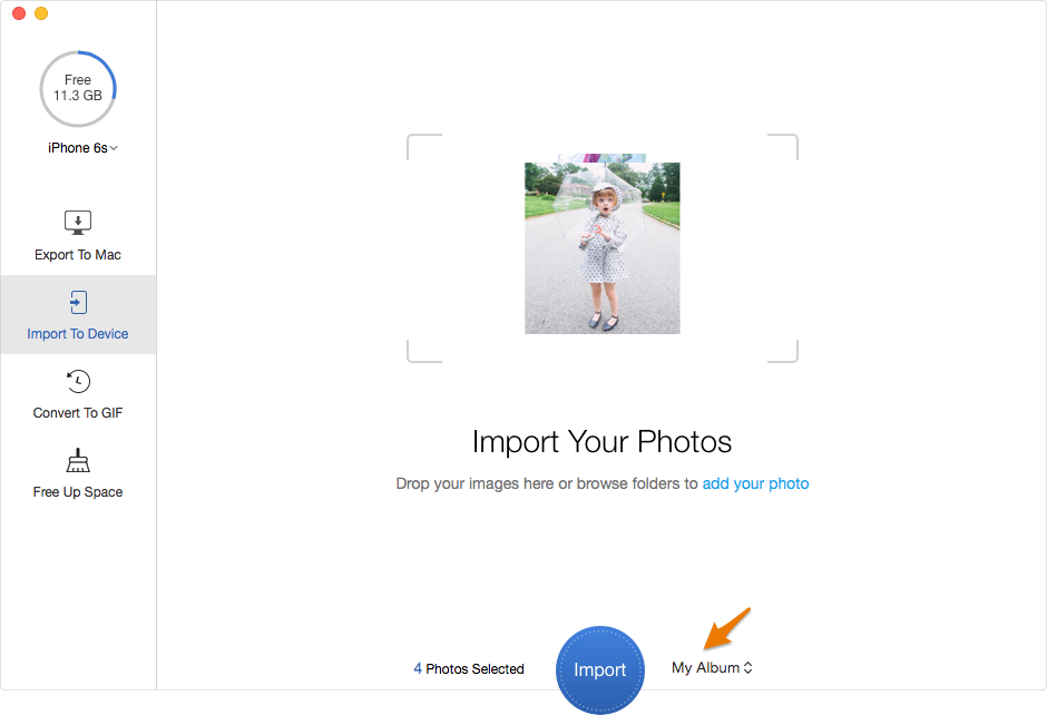 Transfer Photos from Mac to iPhone 6s via PrimoPhoto