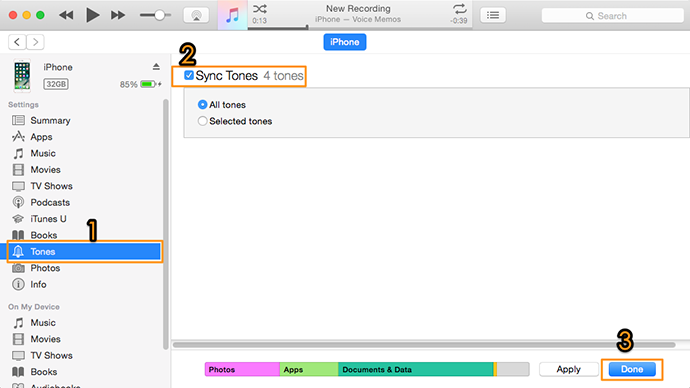 How to Transfer Ringtones from iPhone to iPhone with iTunes – Step 3