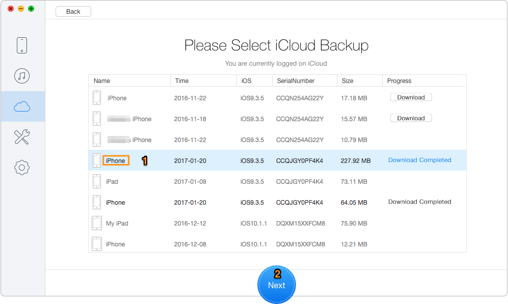 How to Recover Lost Notes on iPhone –from iCloud Backup – Step 2-1