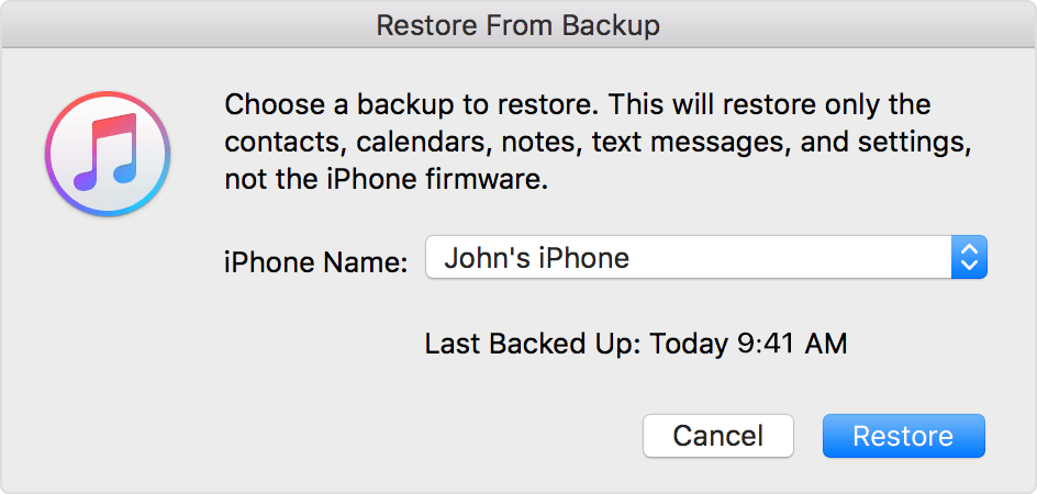 Retrieve Deleted Notes on iPhone 7via Restoring from iTunes Backup