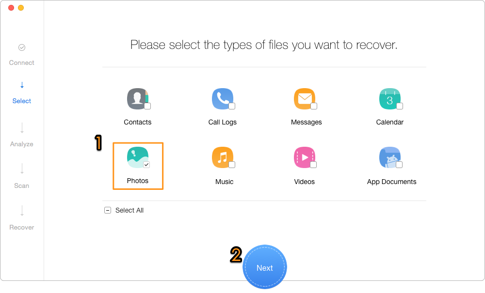 How to Recover Deleted Photos on Samsung Tablet – Step 2