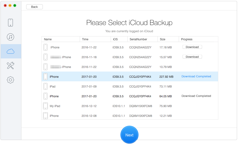 Retrieve Notes from iCloud with Primo iPhone Data Recovery - Step 2