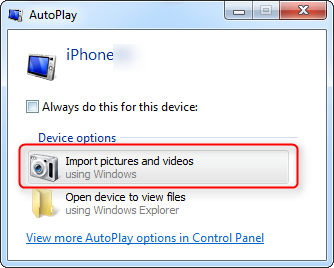 Transfer Photos from iPhone to PC Windows 7